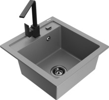 Graniidist köögivalamu Mexen Vito 6503-71-670300-70-B, 49 x 52 x 21 cm, hall/must, koos segisti ja sifooniga