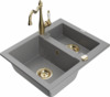 Graniidist köögivalamu Mexen Carlos 6518-71-670700-50, 58 x 47 x 17.7 cm, hall/gold, segisti ja sifooniga
