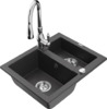 Graniidist köögivalamu Mexen Carlos 6518-76-672601-00, 58 x 47 x 17.7 cm, must täpiline, koos segisti ja sifooniga