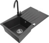 Graniidist köögivalamu Mexen Cesar 6514-76-670200-70, 77 x 47 x 20 cm, must granite, koos segisti ja sifooniga