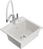 Graniidist köögivalamu Mexen Milo 6505-20-671701-02, 43.5 x 41 x 17.1 cm, valge/kroom, segisti ja sifooniga