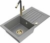 Graniidist köögivalamu Mexen Pablo 6510-71-670401-57-G, 75.2 x 43.6 x 16.1 cm, hall/must/gold, segisti ja sifooniga
