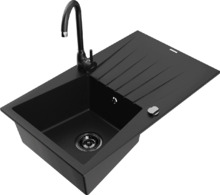 Graniidist köögivalamu Mexen Cesar 6514-77-670200-70-B, 77 x 47 x 20 cm, must, segisti ja sifooniga