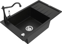 Graniidist köögivalamu Mexen Elias 6511-77-670700-70, 79.5 x 48 x 20 cm, must, segisti ja sifooniga