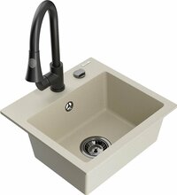 Graniidist köögivalamu Mexen Milo 6505-69-670101-70, 43.5 x 41 x 17.1 cm, beež, segisti ja sifooniga