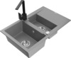 Graniidist köögivalamu Mexen Gaspar 6507-71-670300-70, 73 x 47 x 17.5 cm, hall/must, segisti ja sifooniga
