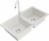 Graniidist köögivalamu Mexen Mario 6504-20-670200-20, 82 x 43.6 x 16.1 cm, valge, koos segisti ja sifooniga