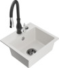 Graniidist köögivalamu Mexen Milo 6505-20-672601-70, 43 x 41 x 17.1 cm, valge/must, koos segisti ja sifooniga