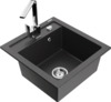Graniidist köögivalamu Mexen Vito 6503-76-670300-00, 49 x 52 x 21 cm, must granite+chrome, segisti ja sifooniga