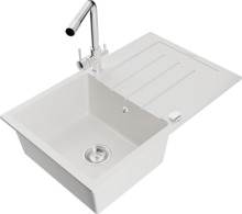 Graniidist köögivalamu Mexen Bruno 6513-20-671600-00, 79.5 x 49.5 x 20 cm, valge, segisti ja sifooniga