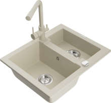 Graniidist köögivalamu Mexen Carlos 6518-69-671600-69, 58 x 47 x 17 cm, beež, koos segisti ja sifooniga