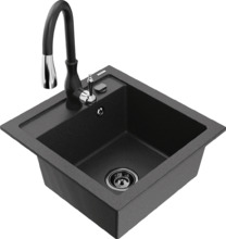 Graniidist köögivalamu Mexen Vito 6503-76-672601-70-B, 49 x 52 x 21 cm, must graniit/must, segisti ja sifooniga