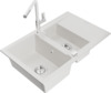 Graniidist köögivalamu Mexen Gaspar 6507-20-670401-02, 73 x 47 x 17.7 cm, valge, koos segisti ja sifooniga