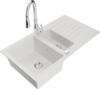 Graniidist köögivalamu Mexen Matias 6502-20-672601-00, 90 x 50.5 x 20 cm, valge/kroom, segisti ja sifooniga