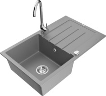 Graniidist köögivalamu Mexen Bruno 6513-71-670200-00, 79.5 x 49.5 x 20 cm, hall/kroom, koos segisti ja sifooniga