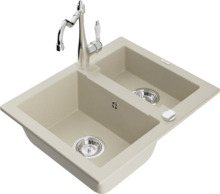 Graniidist köögivalamu Mexen Carlos 6518-69-670700-00, 58 x 47 x 17.7 cm, beež, segisti ja sifooniga