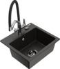 Graniidist köögivalamu Mexen Milo 6505-75-671701-07-B, 43 x 41 x 17 cm, must/kuldne metallic, segisti ja sifooniga