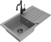 Graniidist köögivalamu Mexen Pablo 6510-71-670700-70-B, 75.2 x 43.6 x 16.1 cm, hall/must, segisti ja sifooniga