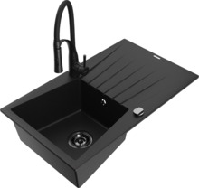 Graniidist köögivalamu Mexen Cesar 6514-77-73450-70-B, 77 x 47 x 20 cm, must, koos segisti ja sifooniga