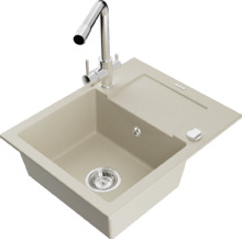 Graniidist köögivalamu Mexen Enzo 6506-69-671600-00, 57.6 x 46.5 x 17.4 cm, beež, koos segisti ja sifooniga