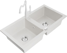 Graniidist köögivalamu Mexen Mario 6504-20-670700-20, 82 x 43 x 16 cm, valge, segisti ja sifooniga