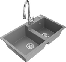 Graniidist köögivalamu Mexen Tomas 6516-71-672601-00, 80 x 50 x 19 cm, hall/kroom, segisti ja sifooniga