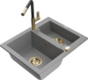 Graniidist köögivalamu Mexen Carlos 6518-71-670401-57-G, 58.2 x 47.5 x 17.7 cm, hall, koos segisti ja sifooniga
