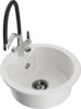 Graniidist köögivalamu Mexen Diego 6512-20-671701-07-B, 48 x 48 x 16 cm, valge, koos segisti ja sifooniga