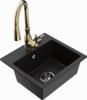 Graniidist köögivalamu Mexen Milo 6505-77-672601-50-B, 43 x 41 x 17.1 cm, must/kuldne, segisti ja sifooniga