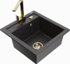Graniidist köögivalamu Mexen Vito 6503-76-670300-50, 49 x 52 x 21 cm, must granite+gold, segisti ja sifooniga
