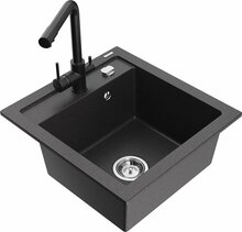 Graniidist köögivalamu Mexen Vito 6503-76-671600-70, 49 x 52 x 21 cm, must täpiline, segisti ja sifooniga
