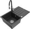 Graniidist köögivalamu Mexen Bruno 6513-76-672601-76, 79.5 x 49.5 x 20 cm, must granite, koos segisti ja sifooniga