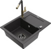 Graniidist köögivalamu Mexen Enzo 6506-76-670401-75-B, 57.6 x 46.5 x 17.4 cm, must täpiline, koos segisti ja sifooniga
