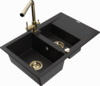 Graniidist köögivalamu Mexen Gaspar 6507-77-671600-50, 73 x 47 x 17.7 cm, must/kuldne, segisti ja sifooniga