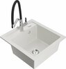 Graniidist köögivalamu Mexen Vito 6503-20-671701-07, 49 x 52 x 21 cm, valge/must/chrome, segisti ja sifooniga