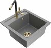 Graniidist köögivalamu Mexen Vito 6503-71-670401-57-G, 49 x 52 x 21 cm, hall/must/gold, koos segisti ja sifooniga