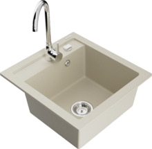 Graniidist köögivalamu Mexen Vito 6503-69-670200-00, 49 x 52 x 21 cm, beež/kroom, segisti ja sifooniga
