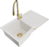 Graniidist köögivalamu Mexen Cesar 6514-20-672601-50, 77.5 x 47 x 20 cm, valge/gold, segisti ja sifooniga