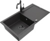 Graniidist köögivalamu Mexen Leo 6501-76-670700-70-B, 90 x 50 x 19 cm, must marmor, segisti ja sifooniga