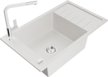 Graniidist köögivalamu Mexen Elias 6511-20-670401-02, 79.5 x 48 x 20 cm, valge, koos segisti ja sifooniga