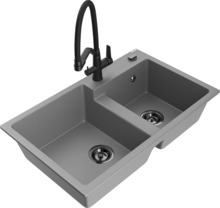 Graniidist köögivalamu Mexen Tomas 6516-71-671701-70-B, 80 x 50 x 19 cm, hall/must, segisti ja sifooniga