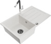 Graniidist köögivalamu Mexen Bruno 6513-20-670401-07-B, 79.5 x 49.5 x 20 cm, valge/must/kroom, koos segisti ja sifooniga