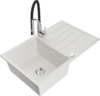 Graniidist köögivalamu Mexen Bruno 6513-20-73450-07, 79 x 49 x 20 cm, valge/must/chrome, segisti ja sifooniga