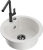Graniidist köögivalamu Mexen Diego 6512-20-670401-70-B, 48 x 48 x 16 cm, valge, koos segisti ja sifooniga