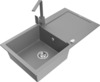 Graniidist köögivalamu Mexen Leo 6501-71-670300-71, 90 x 50 x 19 cm, hall, koos segisti ja sifooniga