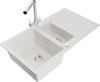 Graniidist köögivalamu Mexen Matias 6502-20-671600-00, 90 x 50.5 x 20 cm, valge/chrome, segisti ja sifooniga