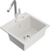 Graniidist köögivalamu Mexen Milo 6505-20-670401-06, 43.5 x 41 x 17.1 cm, valge/hall/kroom, segisti ja sifooniga