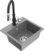 Graniidist köögivalamu Mexen Milo 6505-71-672601-70, 43 x 41 x 17.1 cm, hall/must, segisti ja sifooniga