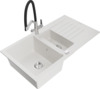 Graniidist köögivalamu Mexen Matias 6502-20-671701-07, 90 x 50.5 x 20 cm, valge/must/kroom, segisti ja sifooniga