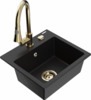 Graniidist köögivalamu Mexen Milo 6505-77-670101-50, 43.5 x 41 x 17.1 cm, must/kuldne, segisti ja sifooniga